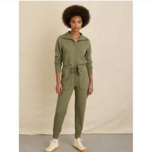 Alex Mill Crosby Sweatshirt Fleece Jumpsuit Zip Drawstring 100% Cotton Size XS